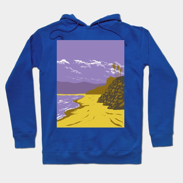 El Porto Beach in Manhattan Beach Los Angeles California WPA Poster Art Hoodie by retrovectors